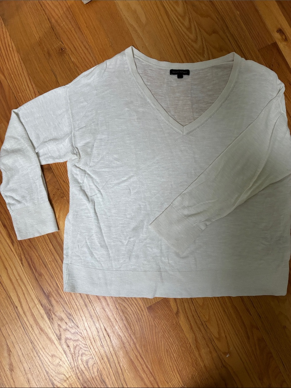 Banana Republic White V-Neck Sweater
